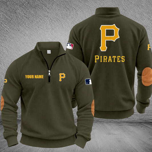 [HOMERUN DEAL] NEW CUSTOMIZED MLB29 PHP PITTSBURGH PIRATES MULTICOLOR STRIPED QUATER ZIP SWEATSHIRT
