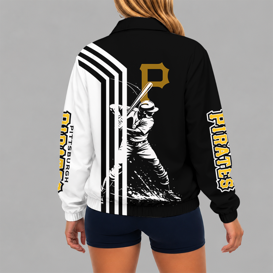 [HOMERUN DEAL] NEW CUSTOMIZED MLB29 PHP PITTSBURGH PIRATES V-NECK ZIPPER SWEATSHIRT JACKET