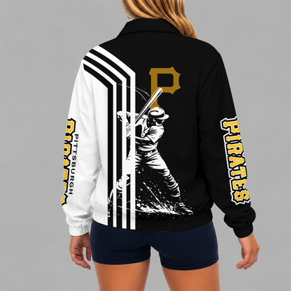 [HOMERUN DEAL] NEW CUSTOMIZED MLB29 PHP PITTSBURGH PIRATES V-NECK ZIPPER SWEATSHIRT JACKET
