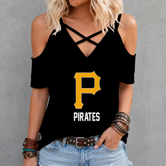[HOMERUN DEAL] NEW CUSTOMIZED MLB29 PHP PITTSBURGH PIRATES CRISS CROSS V-NECK TOP