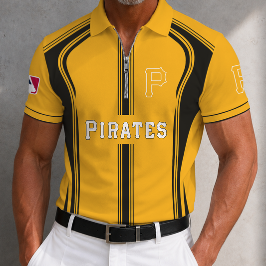 [HOMERUN DEAL] NEW CUSTOMIZED MLB29 PHP PITTSBURGH PIRATES ZIP POLO SHIRT