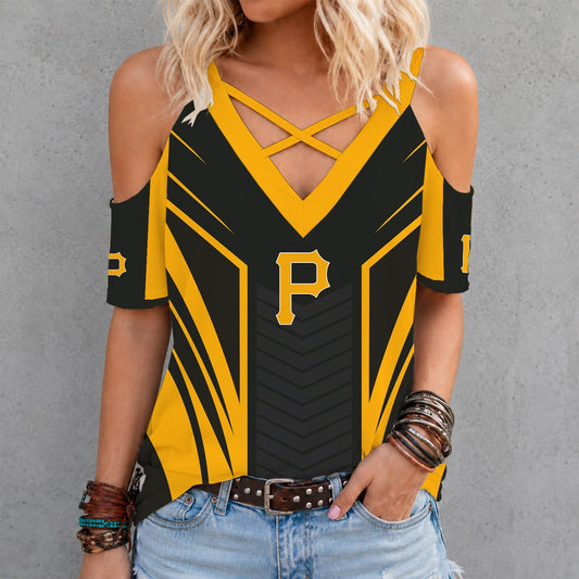 [HOMERUN DEAL] NEW CUSTOMIZED MLB29 PHP PITTSBURGH PIRATES CRISS CROSS V-NECK TOP