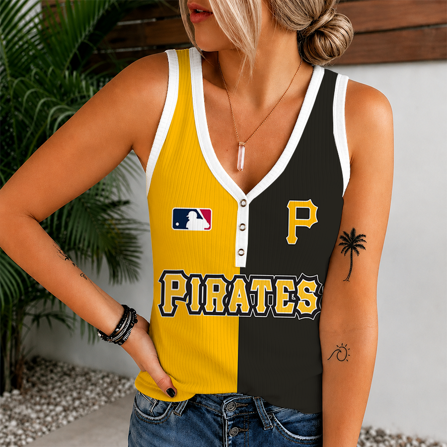 [HOMERUN DEAL] NEW CUSTOMIZED MLB29 PHP PITTSBURGH PIRATES WOMEN'S V-NECK TANK TOP