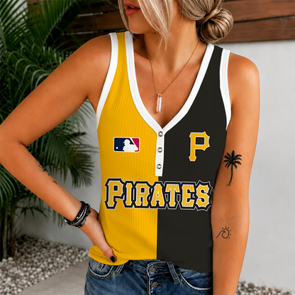 [HOMERUN DEAL] NEW CUSTOMIZED MLB29 PHP PITTSBURGH PIRATES WOMEN'S V-NECK TANK TOP