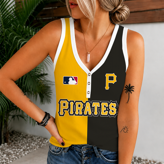 [HOMERUN DEAL] NEW CUSTOMIZED MLB29 PHP PITTSBURGH PIRATES WOMEN'S V-NECK TANK TOP