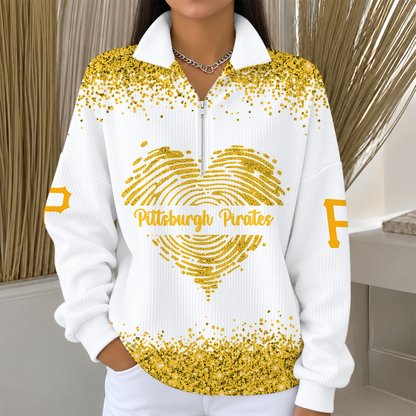[HOMERUN DEAL] NEW CUSTOMIZED MLB29 PHP THE PIRATES QUARTER ZIP RIBBED SWEATER