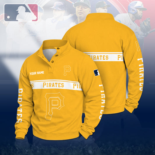 [HOMERUN DEAL] NEW CUSTOMIZED MLB29 PHP PITTSBURGH PIRATES QUARTER-BUTTON SWEATSHIRT