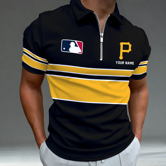 [HOMERUN DEAL] NEW CUSTOMIZED MLB29 PHP PITTSBURGH PIRATES ZIP POLO SHIRT