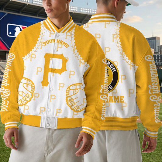 [HOMERUN DEAL] NEW CUSTOMIZED MLB29 PHP PITTSBURGH PIRATES SATIN VARSITY & BASEBALL JACKET
