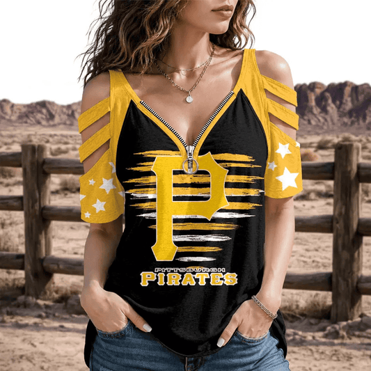 [HOMERUN DEAL] NEW CUSTOMIZED MLB29 PHP PITTSBURGH PIRATES STRAPPY COLD-SHOULDER TOP