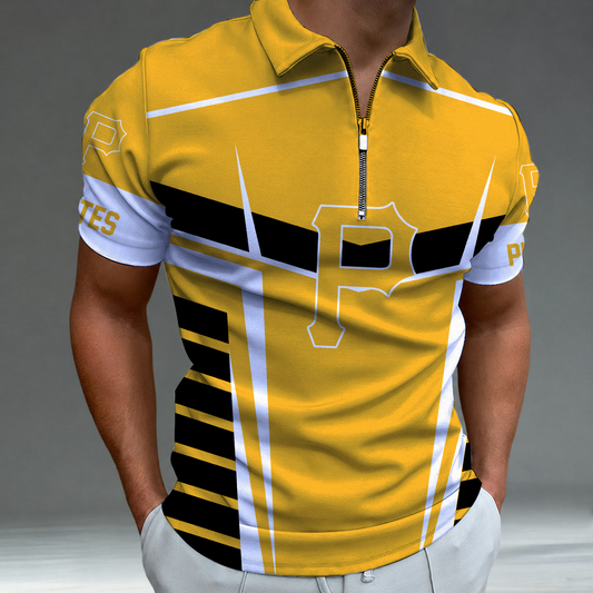 [HOMERUN DEAL] NEW CUSTOMIZED MLB29 PHP PITTSBURGH PIRATES ZIP POLO SHIRT