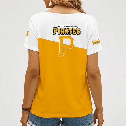 [HOMERUN DEAL] NEW CUSTOMIZED MLB29 PHP PITTSBURGH PIRATES V-NECK FEMALE SHIRT