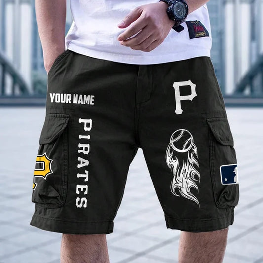 [HOMERUN DEAL] NEW CUSTOMIZED MLB29 PHP PITTSBURGH PIRATES MEN'S CARGO SHORTS