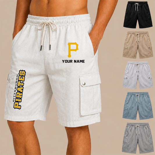 [HOMERUN DEAL] NEW CUSTOMIZED MLB29 PHP PITTSBURGH PIRATES MEN'S DRAWSTRING CARGO SHORTS