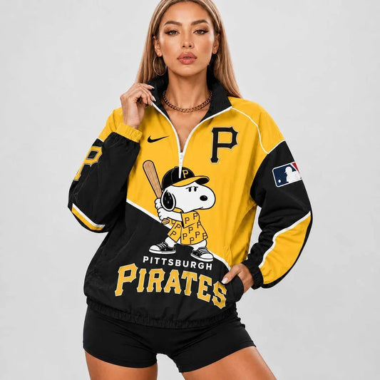 [HOMERUN DEAL] NEW CUSTOMIZED MLB29 PHP PITTSBURGH PIRATES V-NECK ZIPPER SWEATSHIRT JACKET
