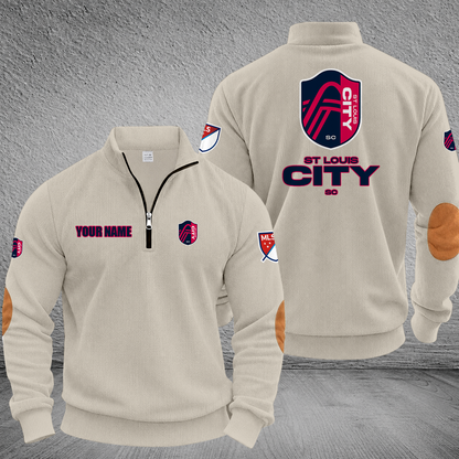 [GOAL DEAL] NEW CUSTOMIZED MLS29 SLC ST. LOUIS CITY SC MULTICOLOR STRIPED QUATER ZIP SWEATSHIRT