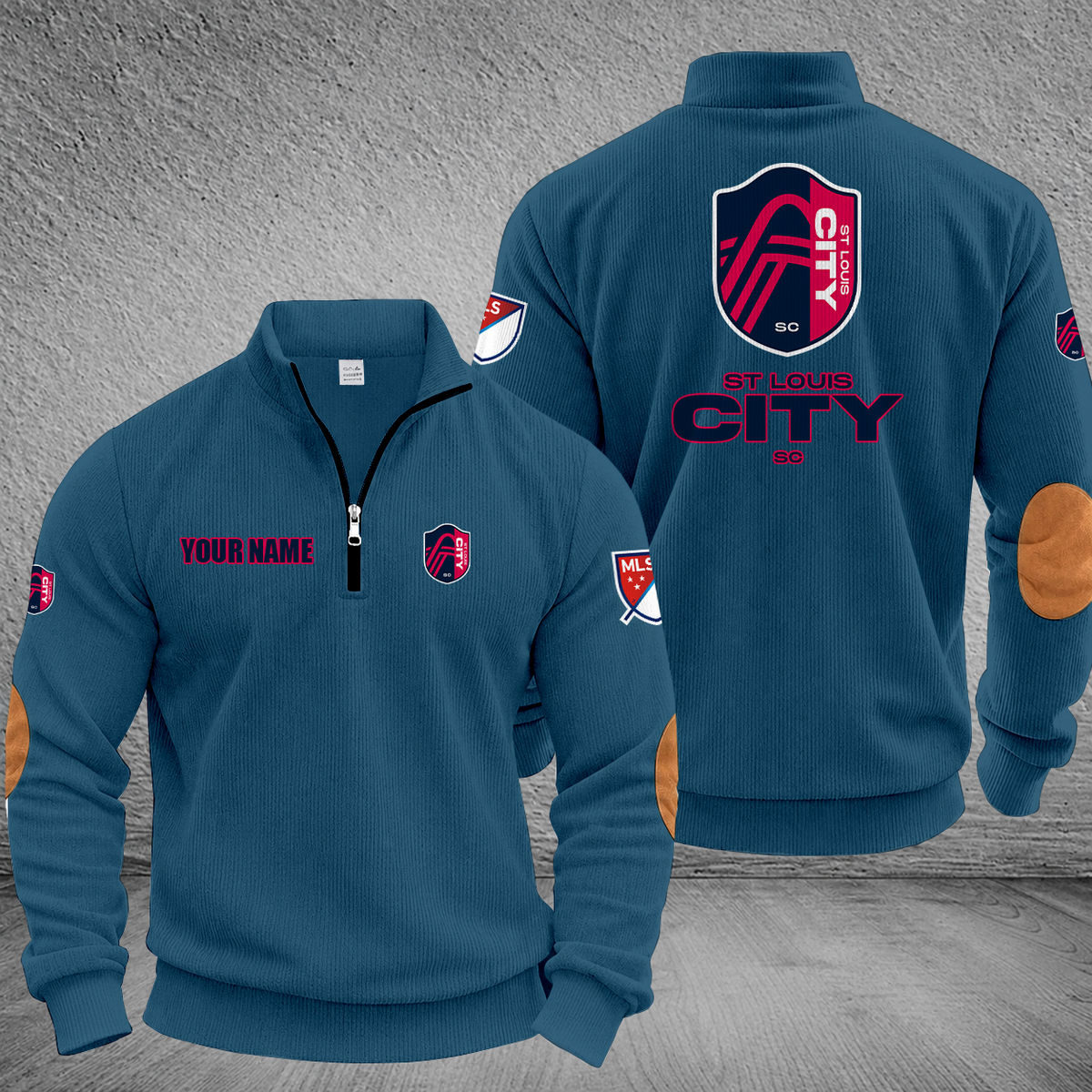 [GOAL DEAL] NEW CUSTOMIZED MLS29 SLC ST. LOUIS CITY SC MULTICOLOR STRIPED QUATER ZIP SWEATSHIRT