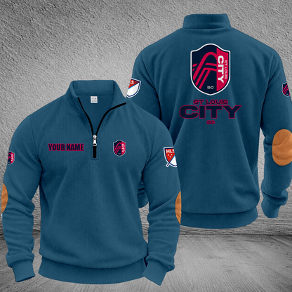 [GOAL DEAL] NEW CUSTOMIZED MLS29 SLC ST. LOUIS CITY SC MULTICOLOR STRIPED QUATER ZIP SWEATSHIRT