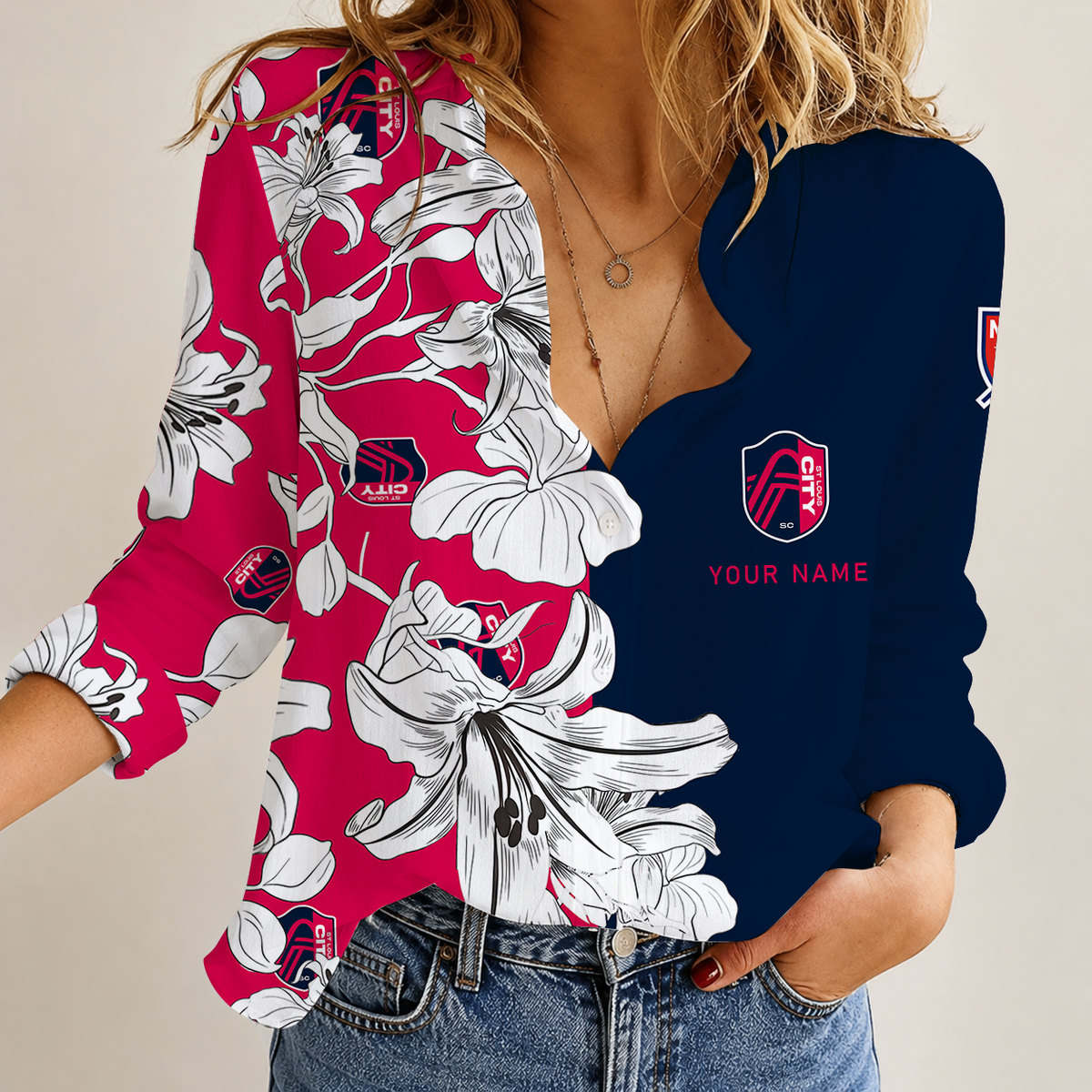 [GOAL DEAL] NEW CUSTOMIZED MLS29 SLC ST. LOUIS CITY SC WOMEN CASUAL SHIRT