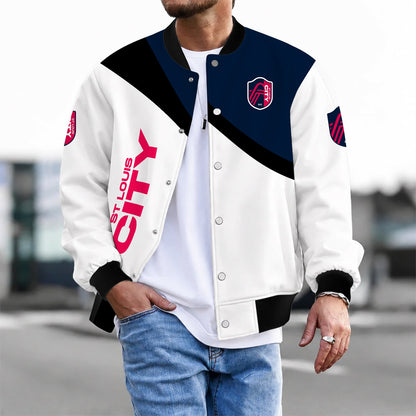 [GOAL DEAL] NEW CUSTOMIZED MLS29 SLC ST. LOUIS CITY SC BASEBALL JACKET & SATIN VARSITY JACKET