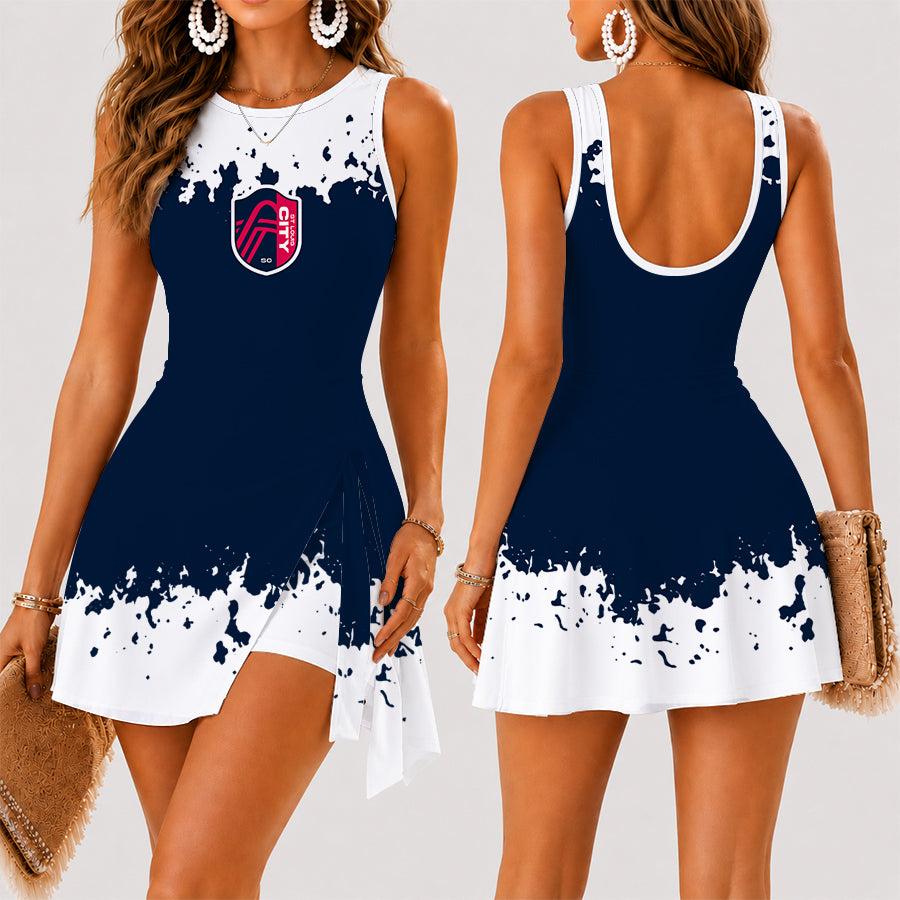 [GOAL DEAL] NEW CUSTOMIZED MLS29 SLC ST. LOUIS CITY SC WOMEN'S SUMMER SKORT DRESS