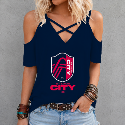 [GOAL DEAL] NEW CUSTOMIZED MLS29 SLC ST. LOUIS CITY SC CRISS CROSS V-NECK TOP