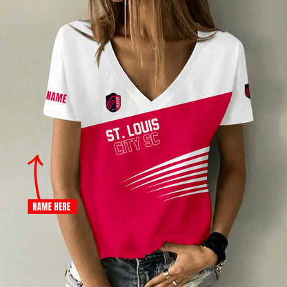 [GOAL DEAL] NEW CUSTOMIZED MLS29 SLC ST. LOUIS CITY SC V-NECK FEMALE SHIRT