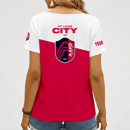 [GOAL DEAL] NEW CUSTOMIZED MLS29 SLC ST. LOUIS CITY SC V-NECK FEMALE SHIRT