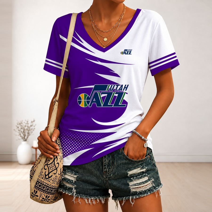 [HOT DEAL] NEW CUSTOMIZED NBA29 UJZ UTAH JAZZ V-NECK FEMALE SHIRT