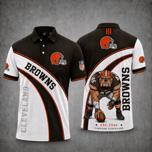 [TOUCHDOWN DEAL] NEW CUSTOMIZED NFL29 CLB CLEVELAND BROWNS POLO SHIRT