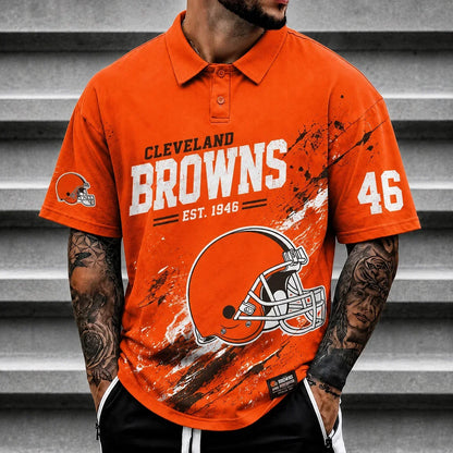 [SPECIAL OFFER] NEW CUSTOMIZED NFL29 CLB CLEVELAND BROWNS POLO SHIRT