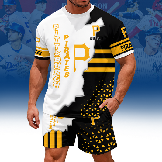 [HOMERUN DEAL] NEW CUSTOMIZED MLB29 PHP PITTSBURGH PIRATES UNISEX T-SHIRT & SHORTS SET