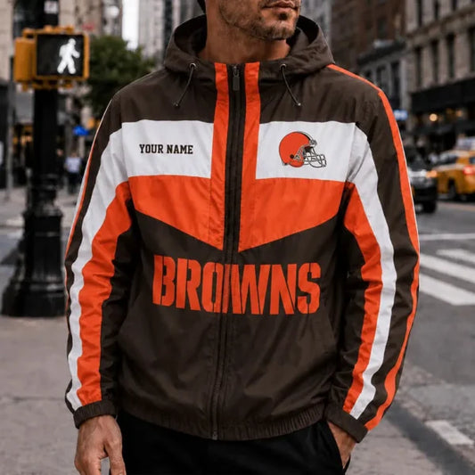 [TOUCHDOWN DEAL] NEW CUSTOMIZED NFL29 CLB CLEVELAND BROWNS WINDBREAKER JACKET