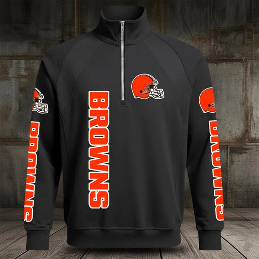[TOUCHDOWN DEAL] NEW CUSTOMIZED NFL29 CLB CLEVELAND BROWNS MEN'S MULTICOLOR QUARTER-ZIP PULLOVER