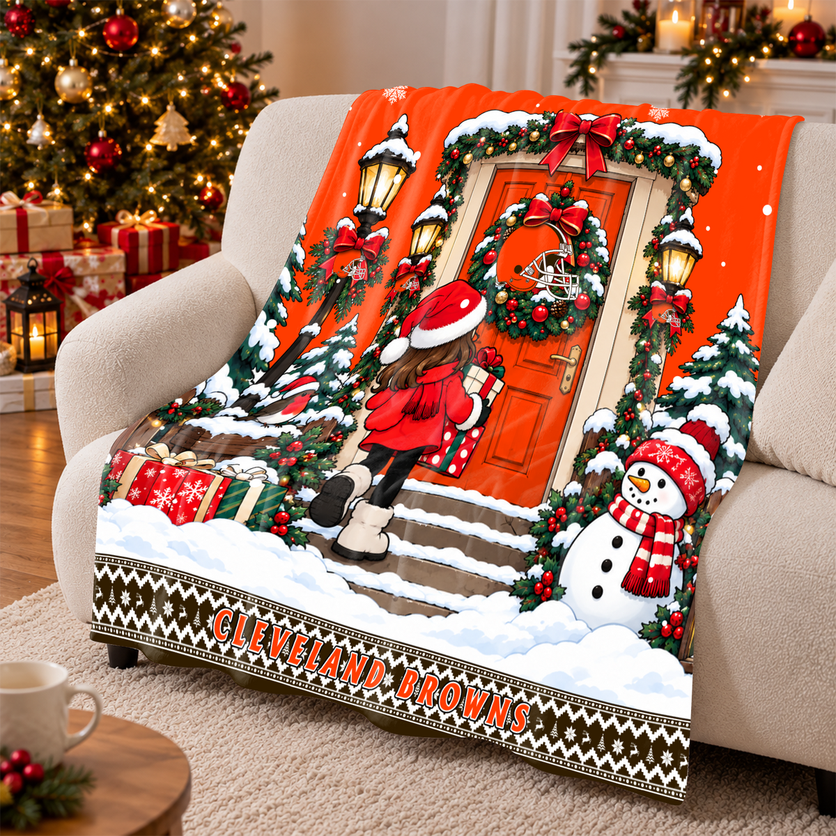 [TOUCHDOWN DEAL] NEW CUSTOMIZED NFL29 CLB THE BROWNS FLEECE BLANKET