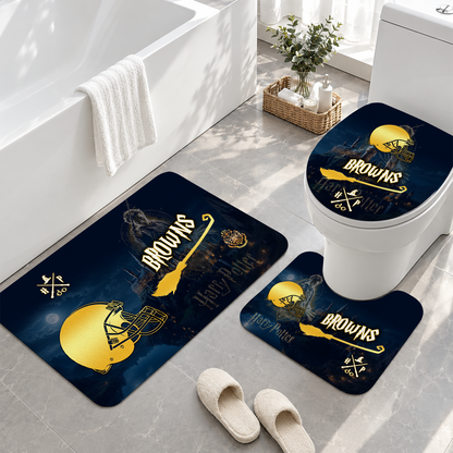 [TOUCHDOWN DEAL] NEW CUSTOMIZED NFL29 CLB CLEVELAND BROWNS 3-PIECE BATHROOM RUG SET