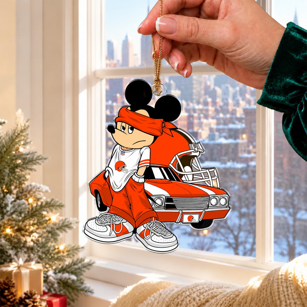 [TOUCHDOWN DEAL] NEW CUSTOMIZED NFL29 CLB CLEVELAND BROWNS CHRISTMAS ACRYLIC ORNAMENT