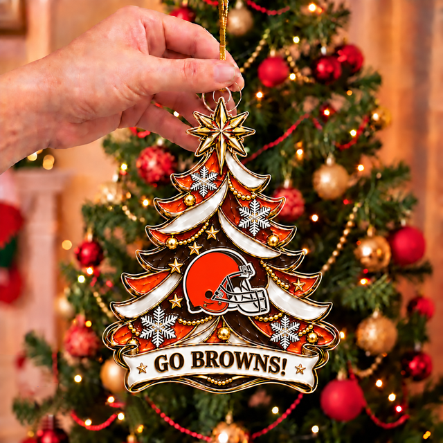 [TOUCHDOWN DEAL] NEW CUSTOMIZED NFL29 CLB CLEVELAND BROWNS CHRISTMAS ACRYLIC ORNAMENT