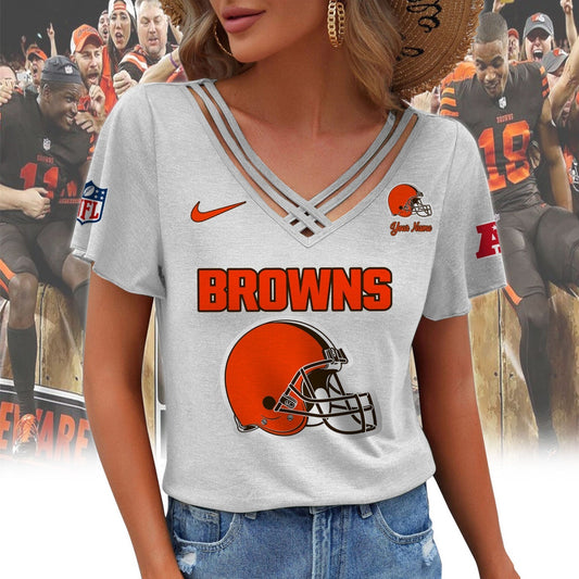 [TOUCHDOWN DEAL] NEW CUSTOMIZED NFL29 CLB CLEVELAND BROWNS V-NECK SHIRT