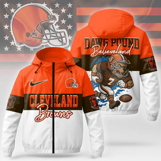 [TOUCHDOWN DEAL] NEW CUSTOMIZED NFL29 CLB CLEVELAND BROWNS WINDBREAKER JACKET
