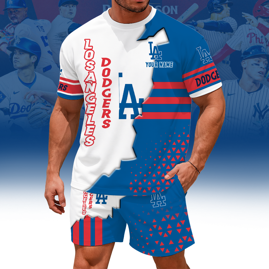 [HOMERUN DEAL] NEW CUSTOMIZED MLB02 LAD LOS ANGELES DODGERS UNISEX T-SHIRT & SHORTS SET