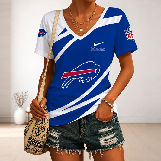 [TOUCHDOWN DEAL] NEW CUSTOMIZED NFL03 BFB BUFFALO BILLS V-NECK FEMALE SHIRT