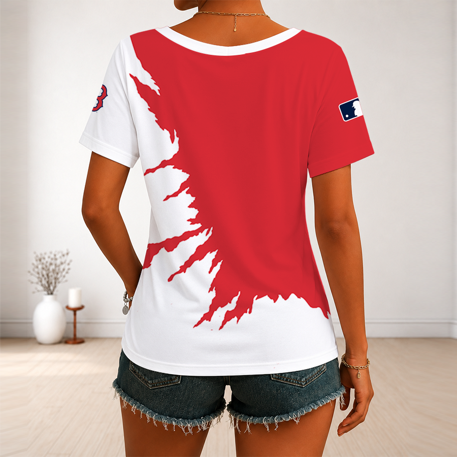 [HOMERUN DEAL] NEW CUSTOMIZED MLB03 BRS BOSTON RED SOX V-NECK FEMALE SHIRT