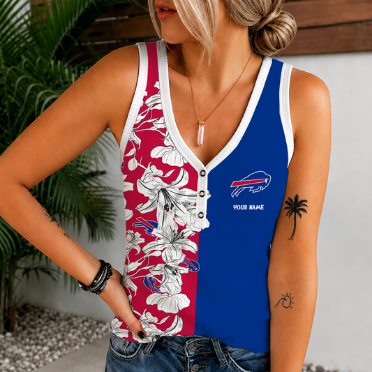 [TOUCHDOWN DEAL] NEW CUSTOMIZED NFL03 BFB BUFFALO BILLS WOMEN'S V-NECK TANK TOP