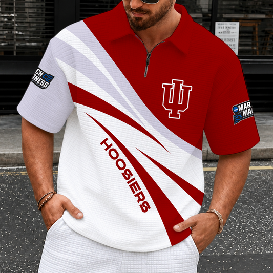 [SLAM DUNK DEAL] NEW CUSTOMIZED NCAA MAM03 IDH INDIANA HOOSIERS QUARTER-ZIP POLO SHIRT