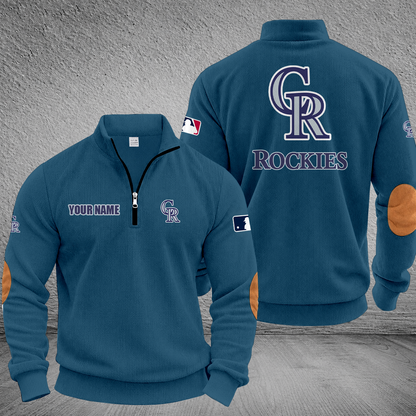 [HOMERUN DEAL] NEW CUSTOMIZED MLB30 COR COLORADO ROCKIES MULTICOLOR STRIPED QUATER ZIP SWEATSHIRT