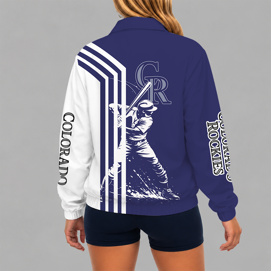 [HOMERUN DEAL] NEW CUSTOMIZED MLB30 COR COLORADO ROCKIES V-NECK ZIPPER SWEATSHIRT JACKET