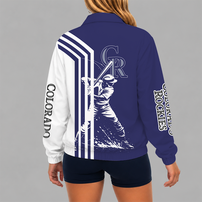 [HOMERUN DEAL] NEW CUSTOMIZED MLB30 COR COLORADO ROCKIES V-NECK ZIPPER SWEATSHIRT JACKET