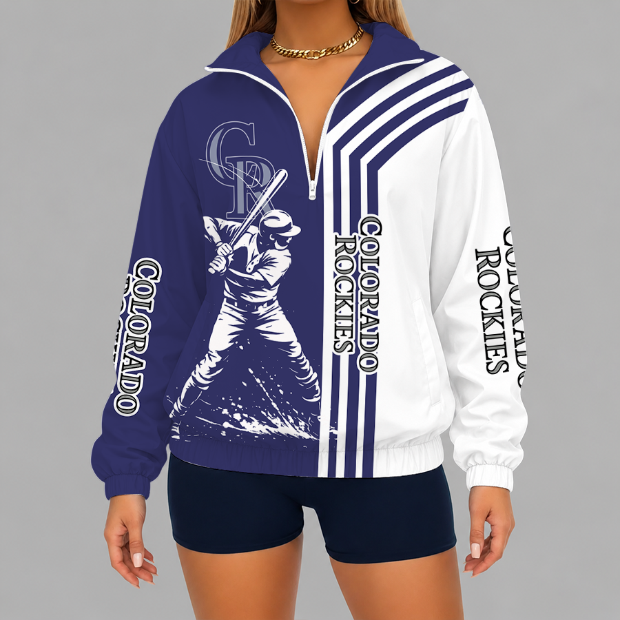 [HOMERUN DEAL] NEW CUSTOMIZED MLB30 COR COLORADO ROCKIES V-NECK ZIPPER SWEATSHIRT JACKET