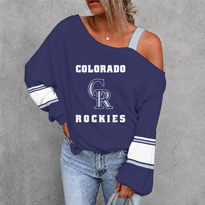 [HOMERUN DEAL] NEW CUSTOMIZED MLB30 COR COLORADO ROCKIES WOMEN'S OFF-SHOULDER LONG SLEEVE SHIRT